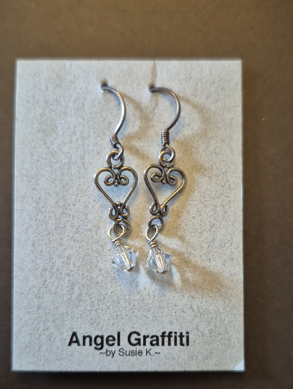 #15 Clear Crystal Drop Earrings - Silver Hooks